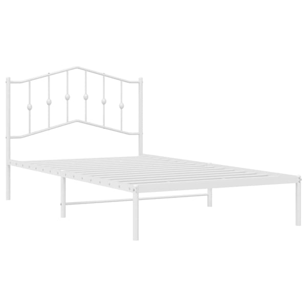 vidaXL Sengeramme i metall med hodegavl hvit 107x203 cm