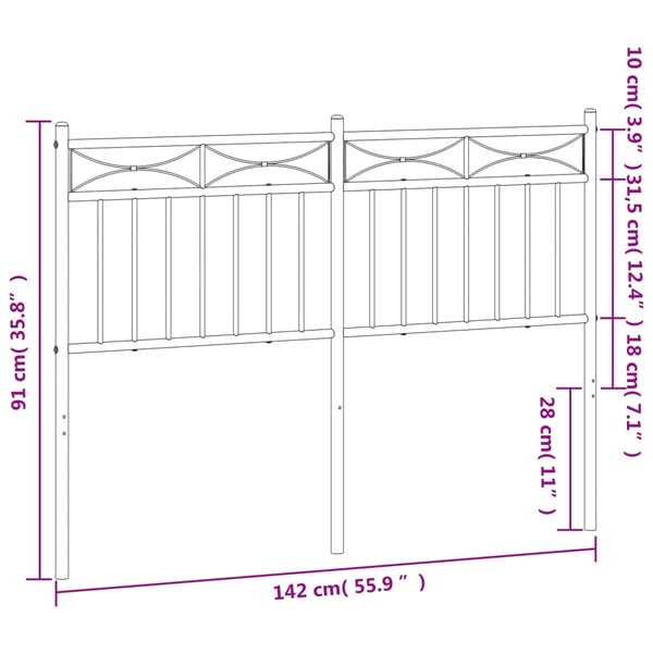 vidaXL Sengegavl i metall svart 135 cm