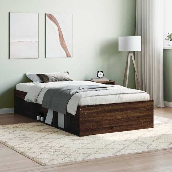 vidaXL Sengeramme brun eik 100x200 cm