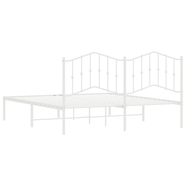 vidaXL Sengeramme i metall med hodegavl hvit 183x213 cm