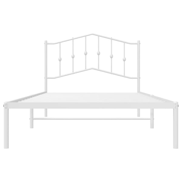 vidaXL Sengeramme i metall med hodegavl hvit 100x200 cm