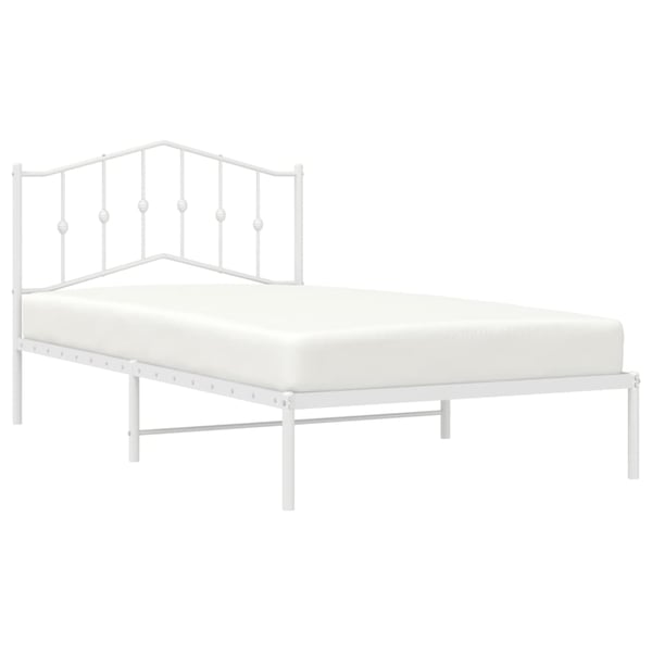 vidaXL Sengeramme i metall med hodegavl hvit 100x200 cm