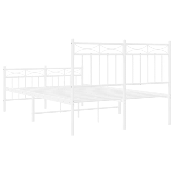 vidaXL Sengeramme i metall med hode- og fotgavl hvit 120x200 cm
