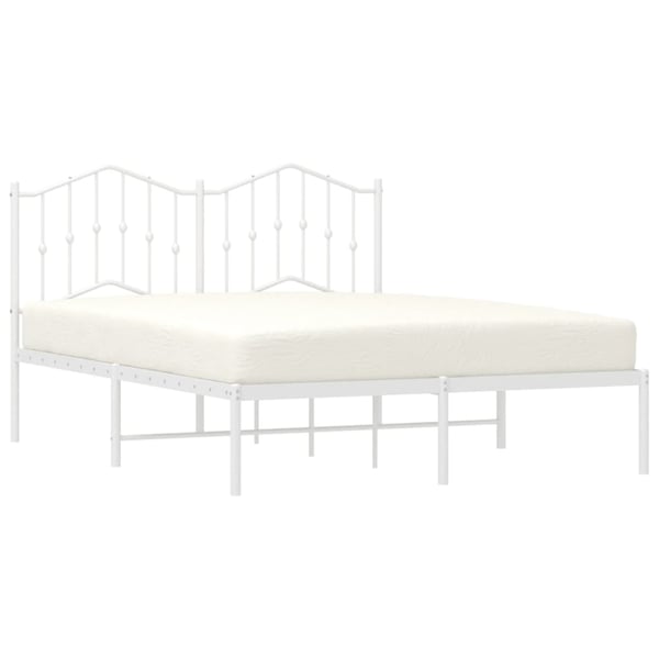 vidaXL Sengeramme i metall med hodegavl hvit 140x190 cm