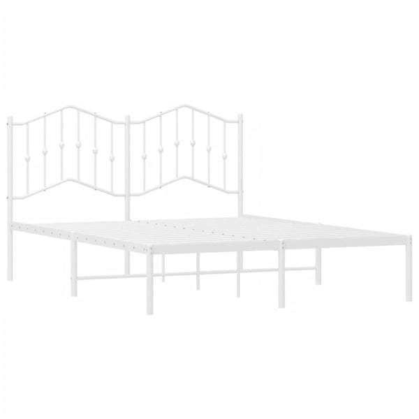 vidaXL Sengeramme i metall med hodegavl hvit 140x190 cm