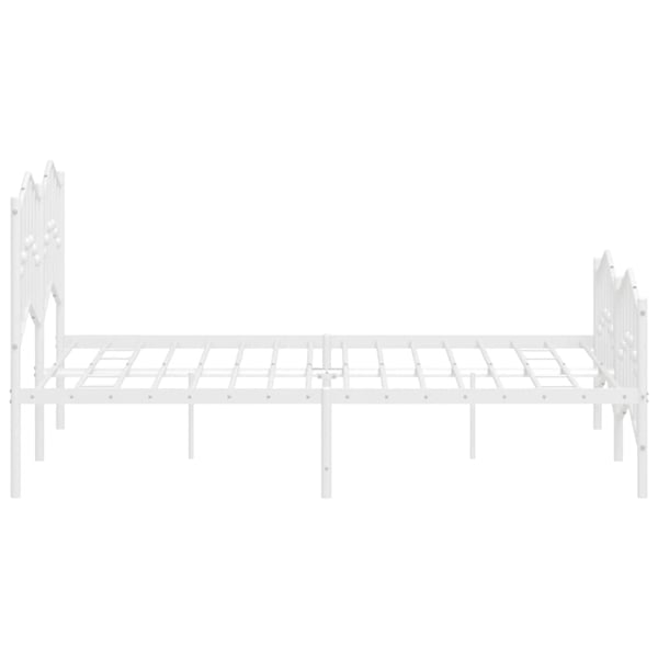 vidaXL Sengeramme i metall med hode- og fotgavl hvit 135x190 cm