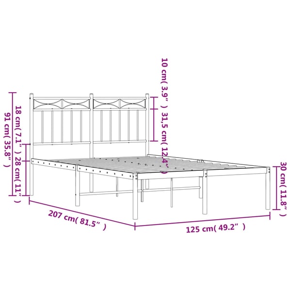 vidaXL Sengeramme i metall med sengegavl svart 120x200 cm