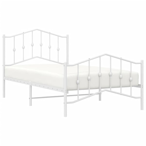 vidaXL Sengeramme i metall med hode- og fotgavl hvit 100x190 cm
