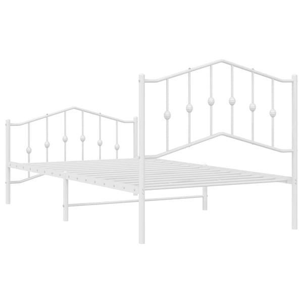 vidaXL Sengeramme i metall med hode- og fotgavl hvit 100x190 cm