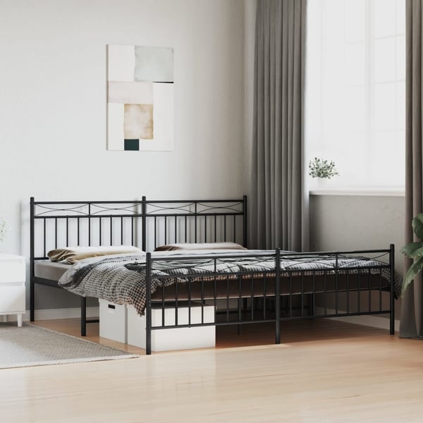 vidaXL Sengeramme i metall med hode- og fotgavl svart 183x213 cm