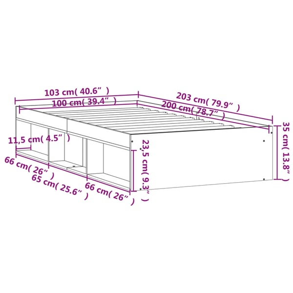 vidaXL Sengeramme hvit 100x200 cm