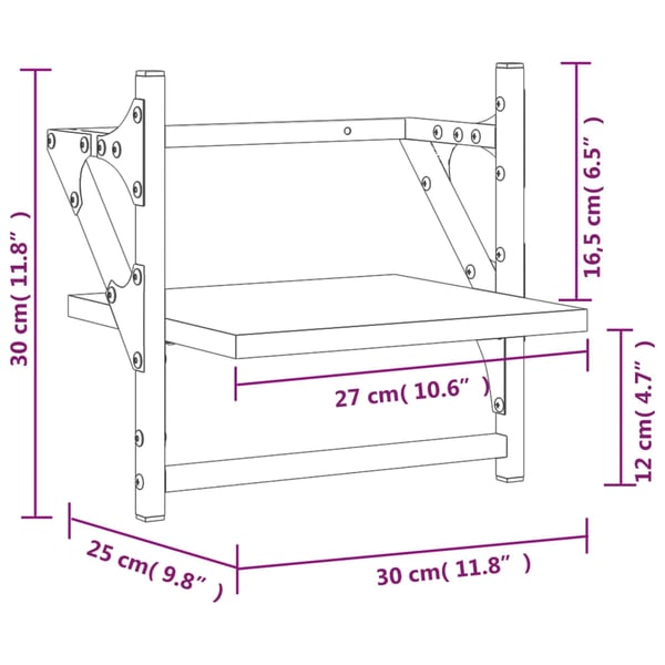 vidaXL væghylder med stænger 2 stk. 30x25x30 cm grå sonoma-eg