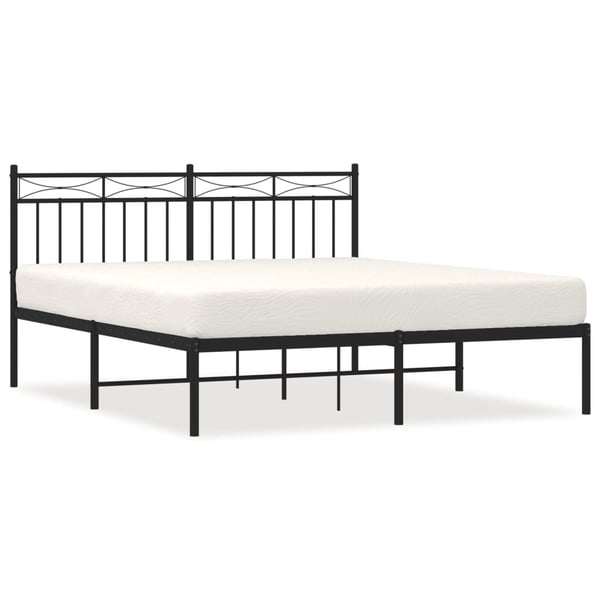 vidaXL Sengeramme i metall med hodegavl svart 160x200 cm