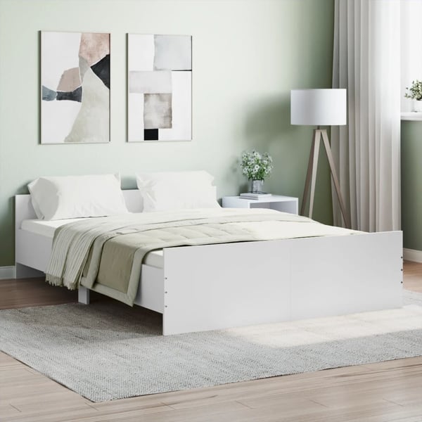 vidaXL Sengeramme med hode- og fotgavl hvit 140x190 cm