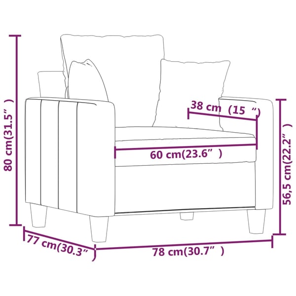 vidaXL lænestol 60 cm stof gråbrun