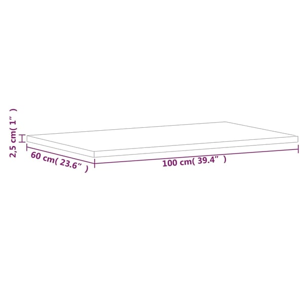 vidaXL Bordplate 100x60x2,5 cm rektangulær heltre bøketre