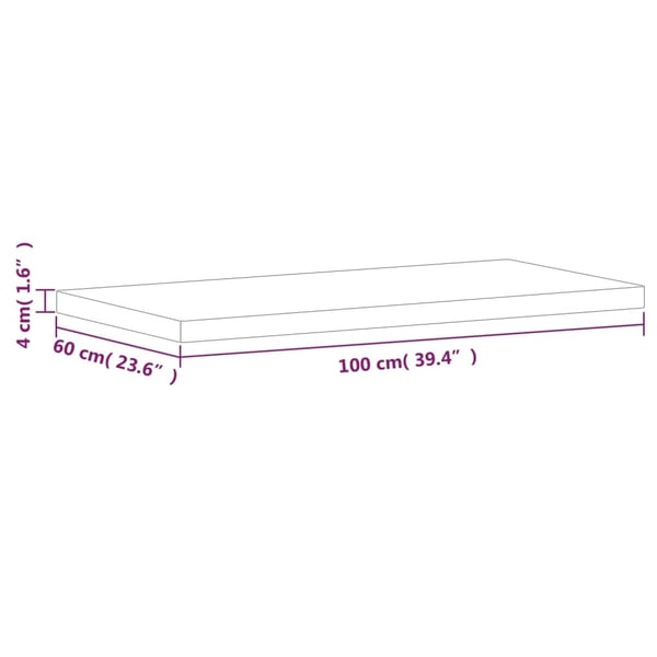 vidaXL Bordplate 100x60x4 cm rektangulær heltre bøketre
