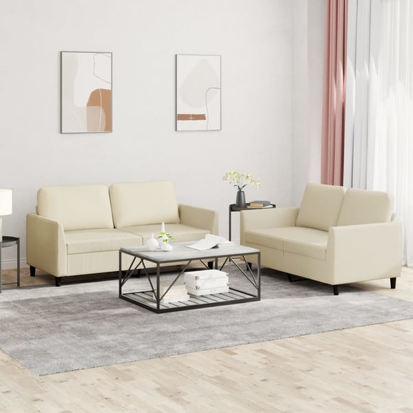 vidaXL sofasæt 2 dele med hynder kunstlæder Cremefarvet