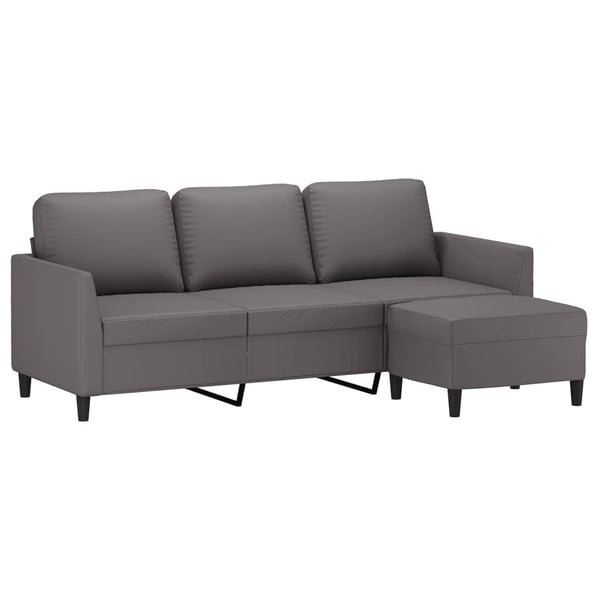 vidaXL 3-personers sofa med fodskammel 180 cm kunstlæder grå