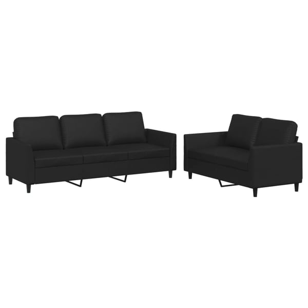 vidaXL sofasæt 2 dele med hynder kunstlæder sort