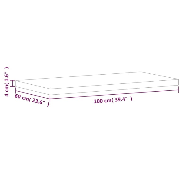 vidaXL Benkeplate til bad 100x60x4 cm heltre bøketre