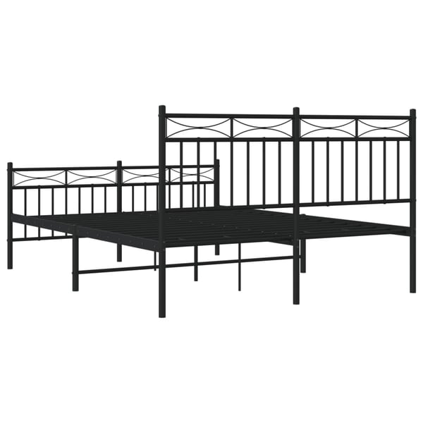 vidaXL Sengeramme i metall med hode- og fotgavl svart 135x190 cm