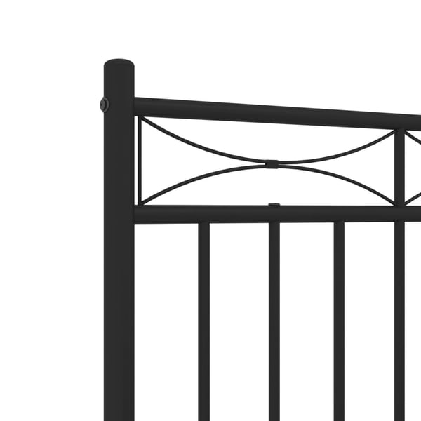 vidaXL Sengeramme i metall med hode- og fotgavl svart 135x190 cm