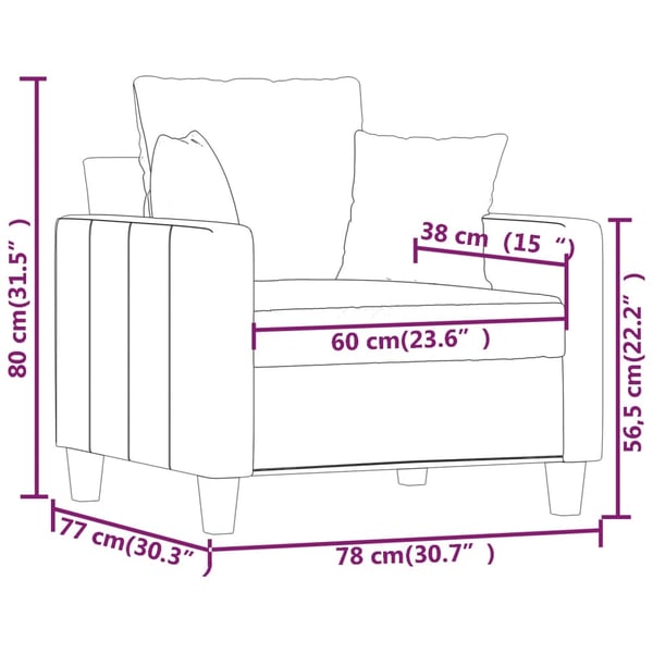 vidaXL Fåtölj vinröd 60 cm tyg