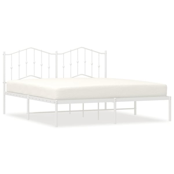 vidaXL Sengeramme i metall med sengegavl hvit 180x200 cm