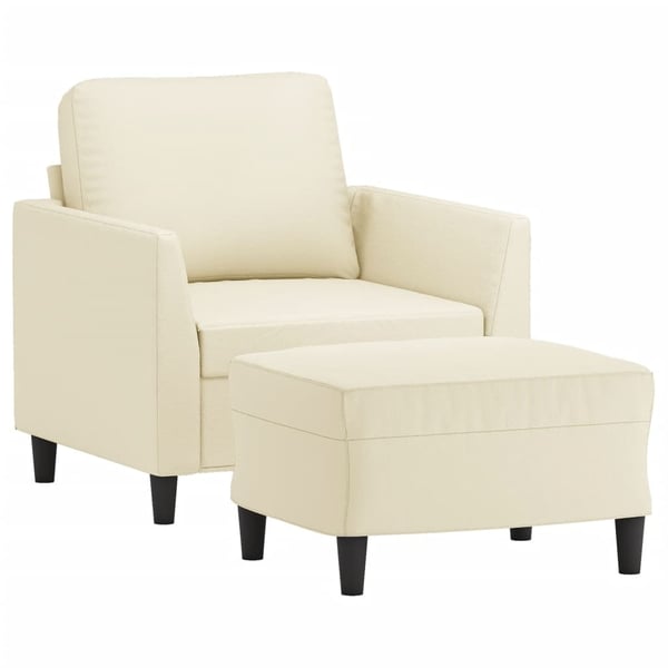 vidaXL sofastol med fodskammel 60 cm kunstlæder cremefarvet
