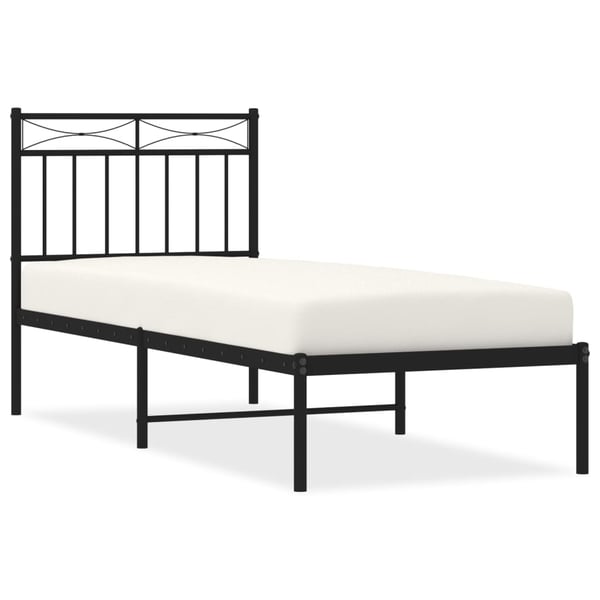 vidaXL Sengeramme i metall med hodegavl svart 75x190 cm