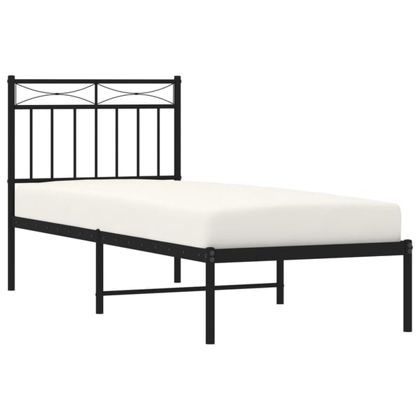 vidaXL Sengeramme i metall med hodegavl svart 75x190 cm
