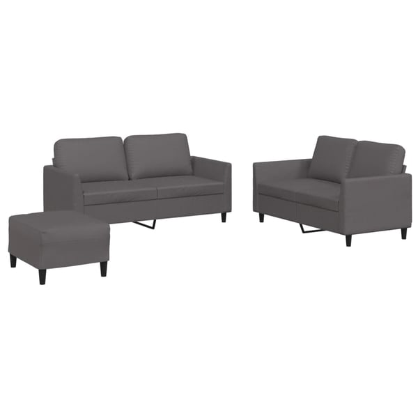 vidaXL sofasæt 3 dele med hynder kunstlæder grå