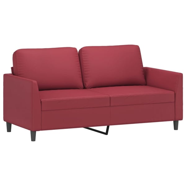 vidaXL sofasæt 2 dele med hynder kunstlæder vinrød