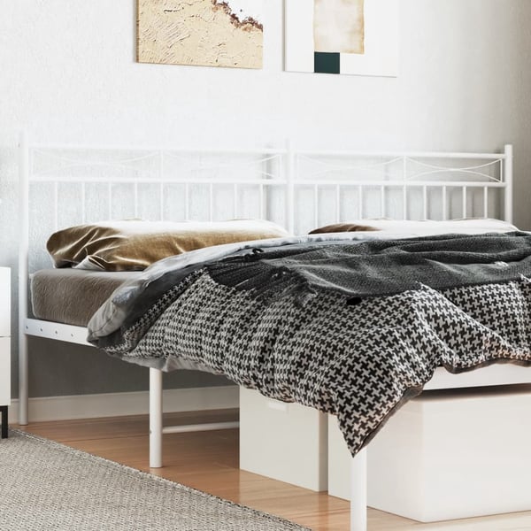 vidaXL Utskiftbar sengegavl i metall hvit 200 cm