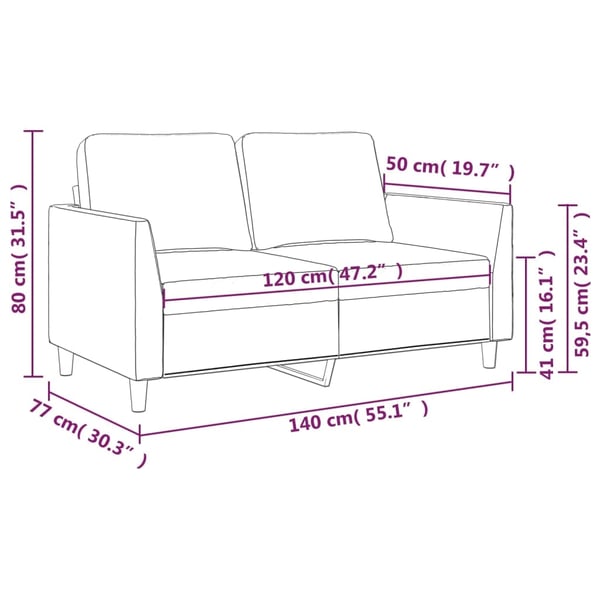 vidaXL 2-sitssoffa vinröd 120 cm fuskläder