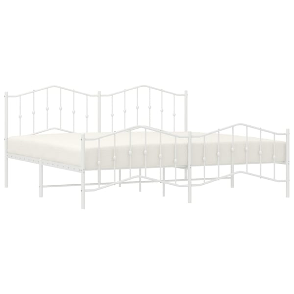 vidaXL Sengeramme i metall med hode- og fotgavl hvit 200x200 cm