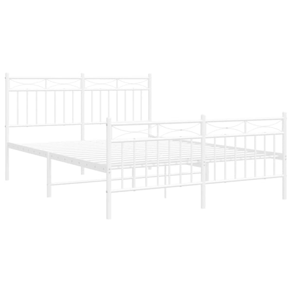 vidaXL Sengeramme i metall med hode- og fotgavl hvit 135x190 cm