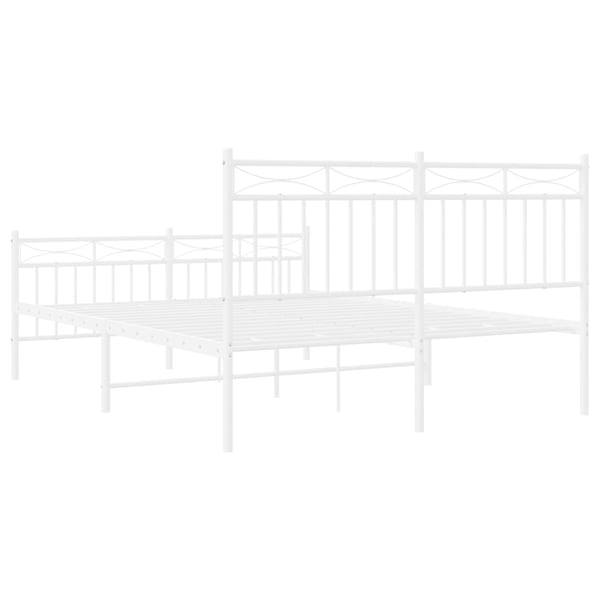 vidaXL Sengeramme i metall med hode- og fotgavl hvit 135x190 cm