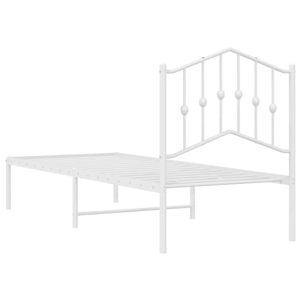 vidaXL Sengeramme i metall uten madrass med hodegavl hvit 75x190 cm