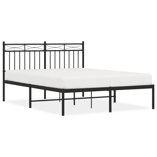 vidaXL Sengeramme i metall med hodegavl svart 135x190 cm