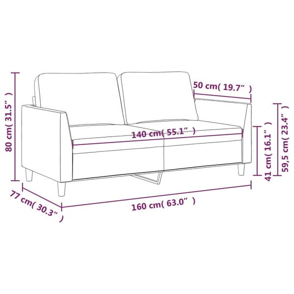 vidaXL 2-sitssoffa vinröd 140 cm fuskläder