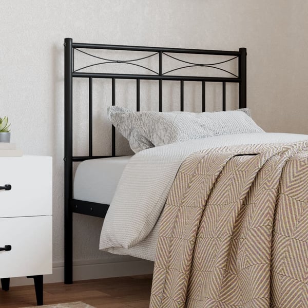 vidaXL Utskiftbar sengegavl i metall svart 75 cm