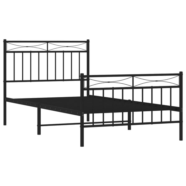 vidaXL Sengeramme i metall med hode- og fotgavl svart 100x190 cm