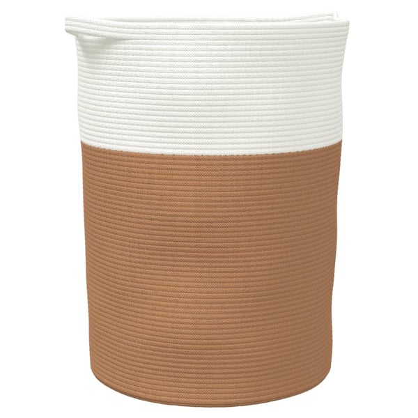 vidaXL opbevaringskurv Ø49x65 cm bomuld brun og hvid