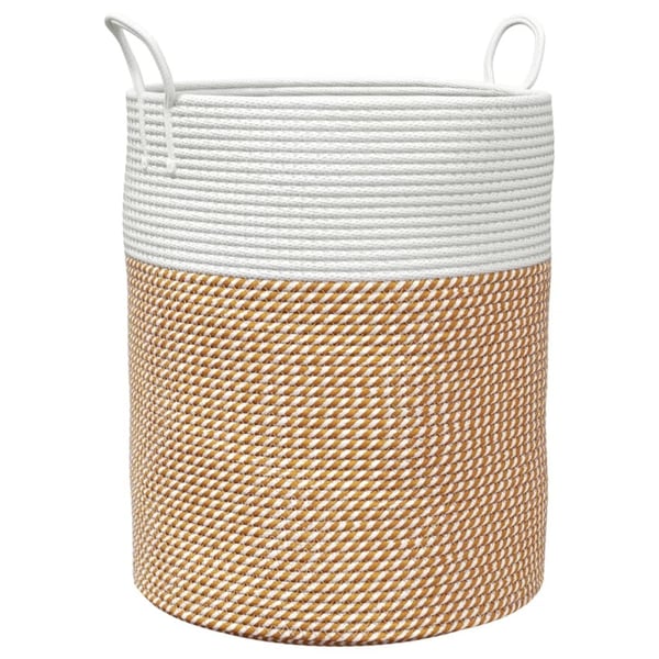 vidaXL opbevaringskurv Ø38x46 cm bomuld brun og hvid
