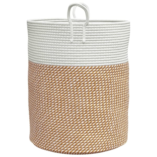 vidaXL opbevaringskurv Ø38x46 cm bomuld brun og hvid