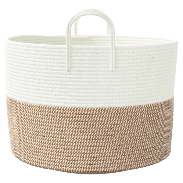 vidaXL opbevaringskurv Ø51x33 cm bomuld brun og hvid
