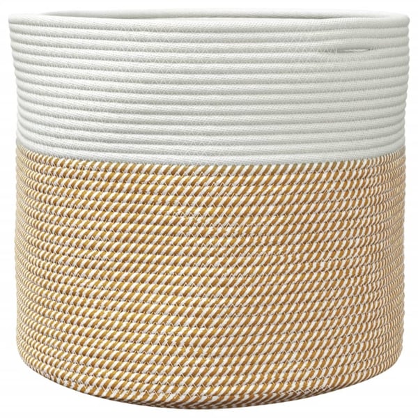 vidaXL Oppbevaringskurv brun og hvit Ø40x35 cm bomull