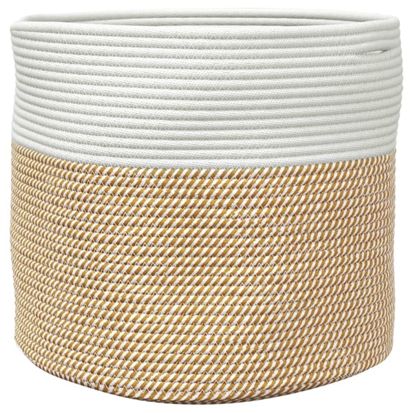 vidaXL Oppbevaringskurv brun og hvit Ø40x35 cm bomull